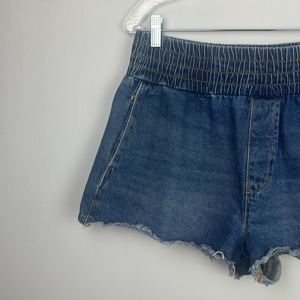BDG Pull-On Denim Boxer Shorts Lg High Rise Smocked Elastic Waist Cotton Jean - Picture 4 of 16